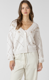 Dex Embroidered Pointelle Cardigan Cream