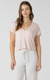 Dex Lace Trim Waffle Tee Powder Pink