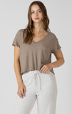 Dex Lace Trim Waffle Tee Mocha