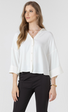 Black Tape Cuffed Button Front Blouse Vanilla