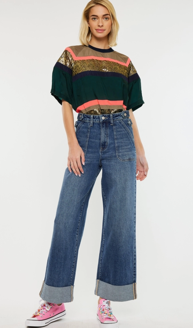 KanCan Jamie Ultra High Rise 90s Wide Leg Dark Wash
