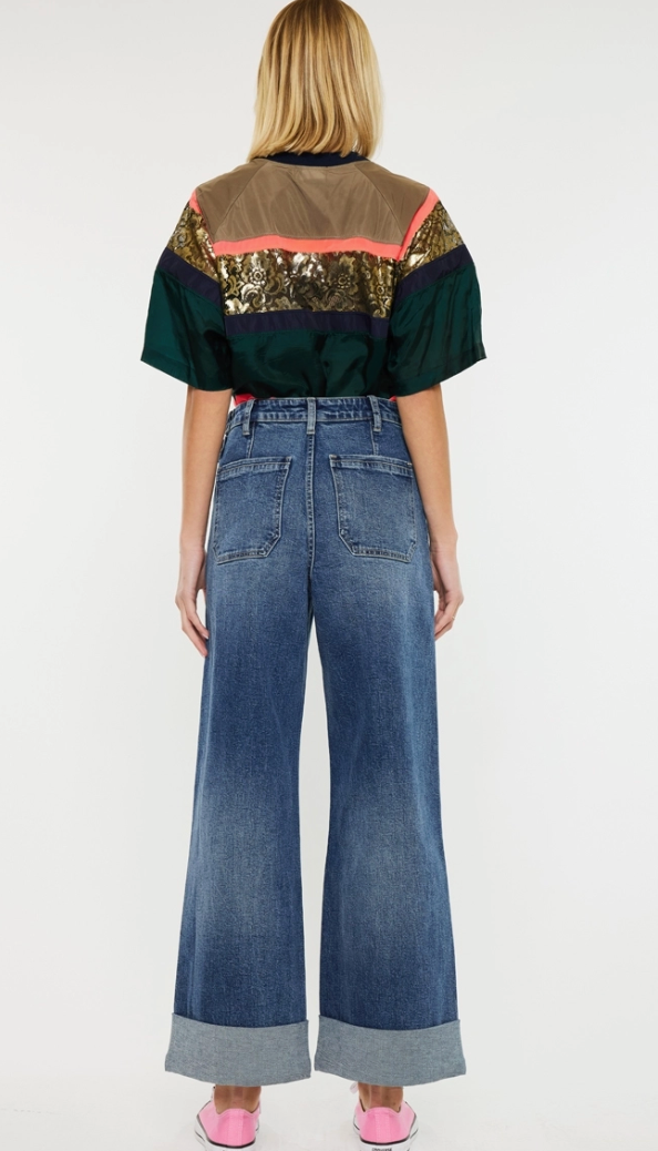 KanCan Jamie Ultra High Rise 90s Wide Leg Dark Wash