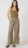 Dex Wide Leg Linen Pant Faded Olive