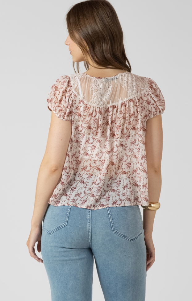 Dex Lace Tie Front Top Floral Vine