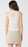 Dex Contrast Trim Sweater Tank Vintage Ivory
