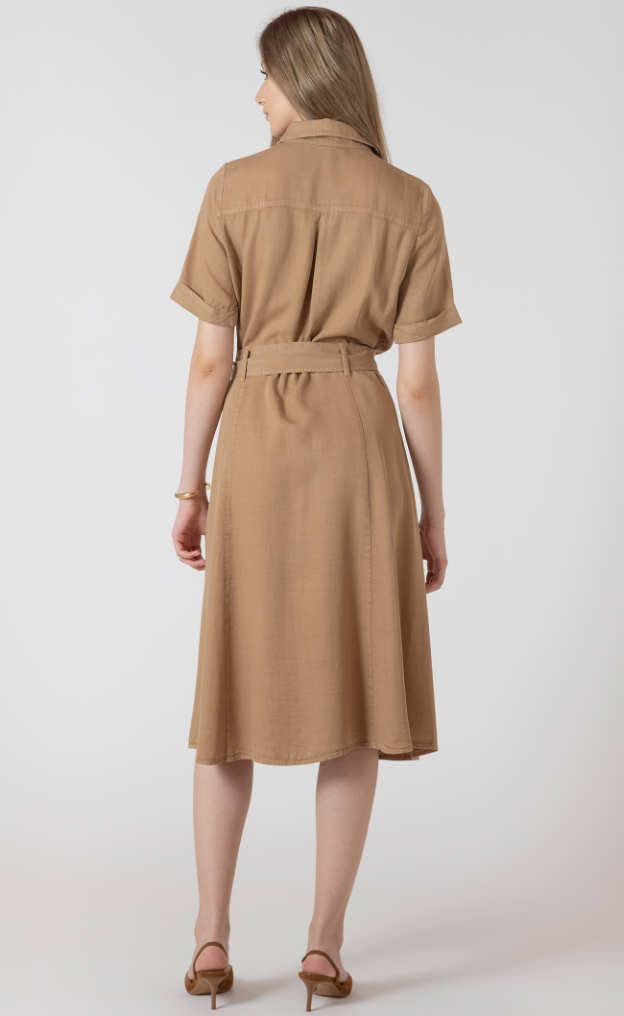Black Tape Belted Utility Dress Cafe Au Lait