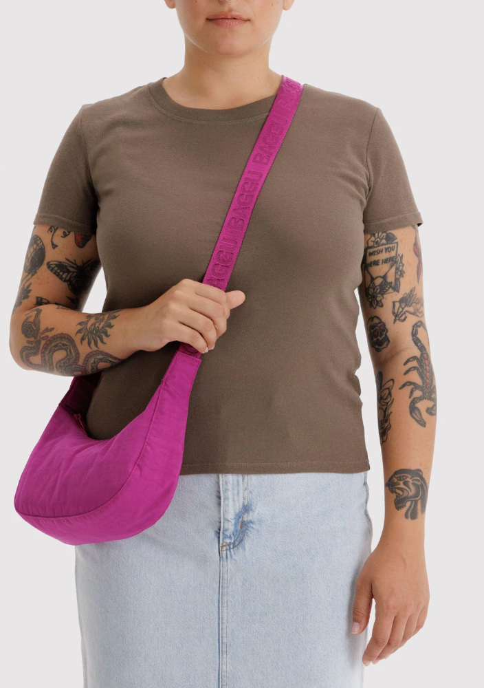 Baggu Small Nylon Crescent Bag Fuchsia