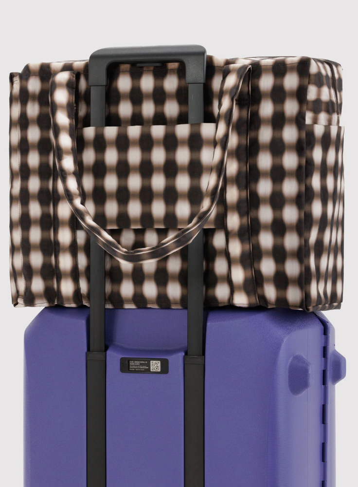 Baggu Cloud Carry On Bag Blurred Gingham Brown