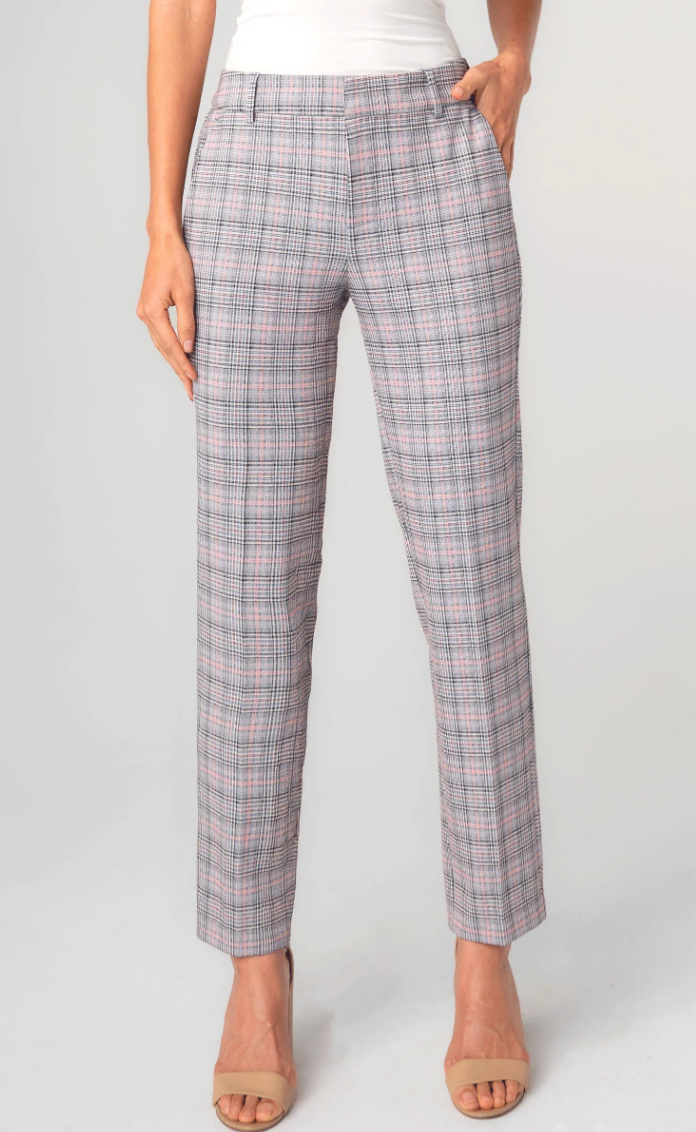 Liverpool Kelsey Trouser Grey Blush Glen Plaid