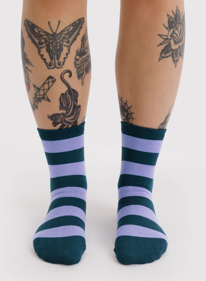 Baggu Crew Sock Malachite Stripe