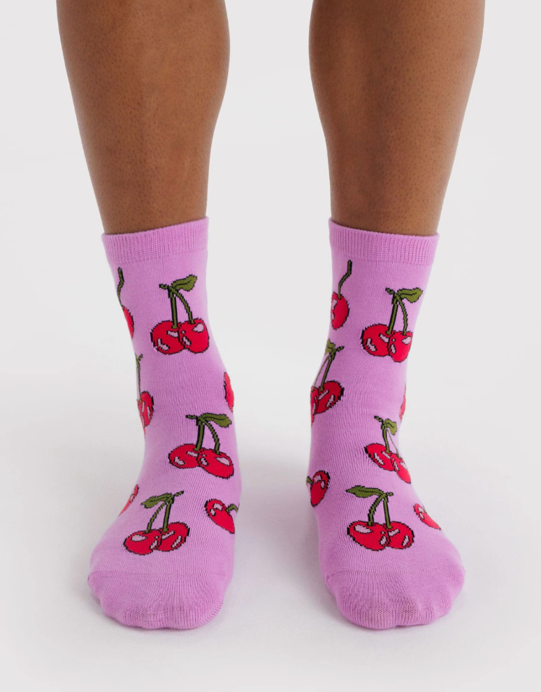 Baggu Crew Sock Cherries