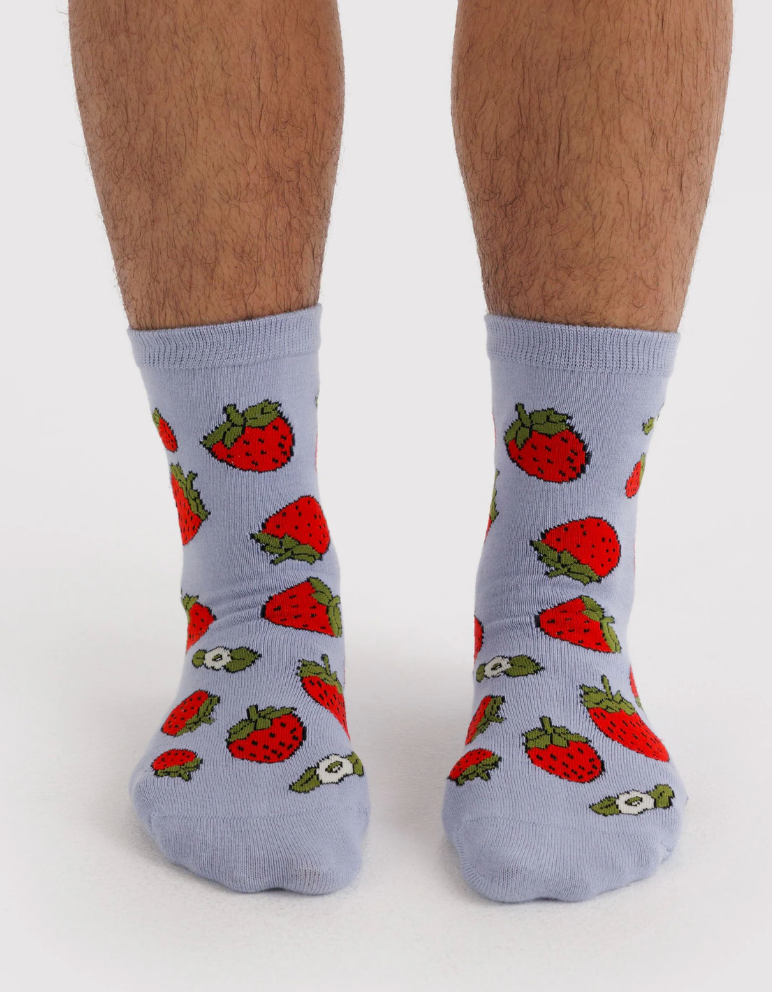 Baggu Crew Sock Strawberry Blossom