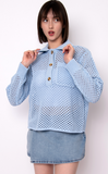 RD Style Bronte Collared Knit Pullover Shell Blue