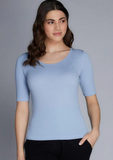 Cest Moi Seamless Rib Short Sleeve Tee Light Blue