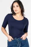 Cest Moi Seamless Rib Short Sleeve Tee Navy