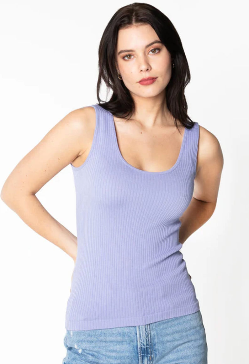 Cest Moi Seamless Rib Tank Lavender