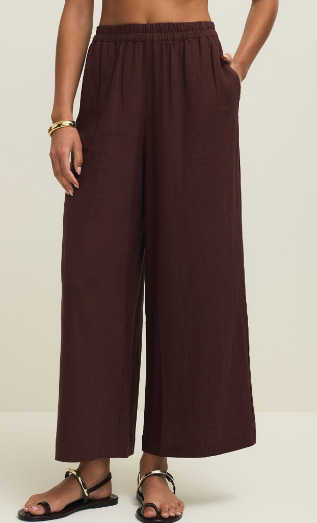 Z Supply Scout Linen Pant Chocolate Cherry
