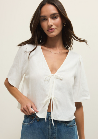 Z Supply La Belle Linen Top White