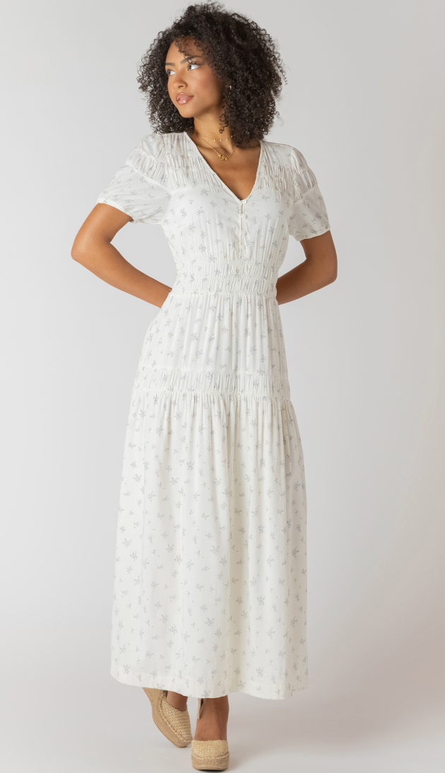 Room 34 Smocked Dress In Delicate Floral