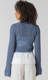Room 34 Tie Front Crochet Cardigan Indigo