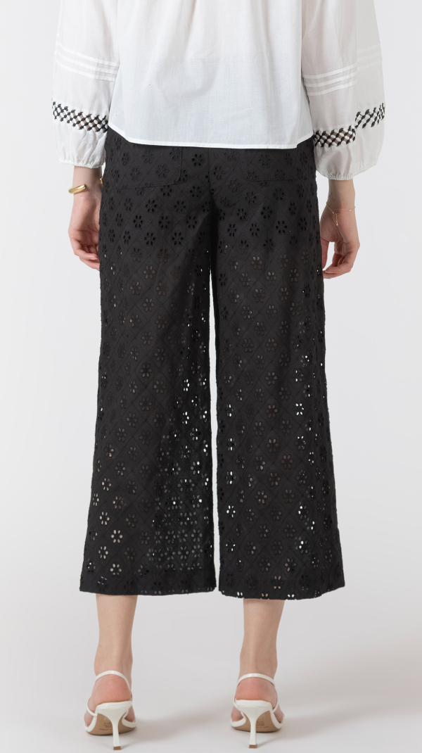 Black Tape Lace Cropped Pant Black