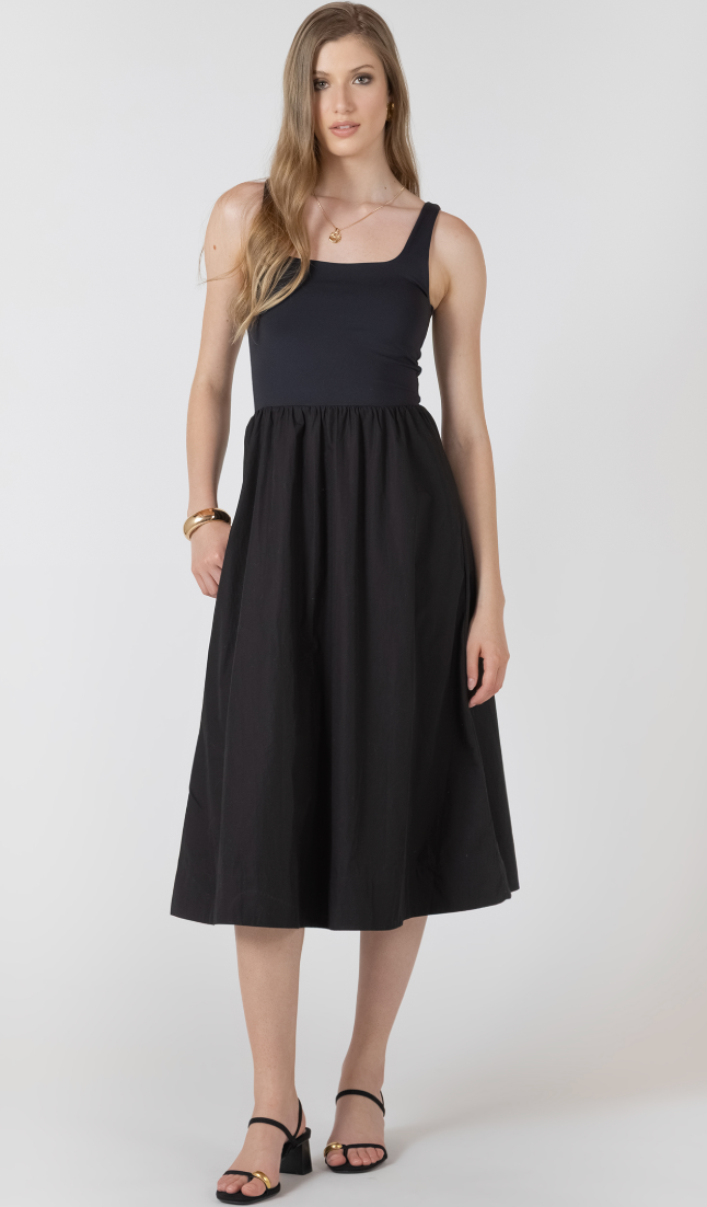 Black Tape Tank Midi Dress Black