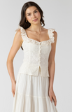 Dex Button Front Eyelet Tank Ecru