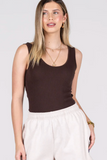 Cest Moi Seamless Rib Tank Brown
