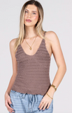 Cest Moi Seamless Smocked Cami Mocha