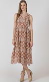Black Tape V Neck Eyelet Dress Sandy Beige