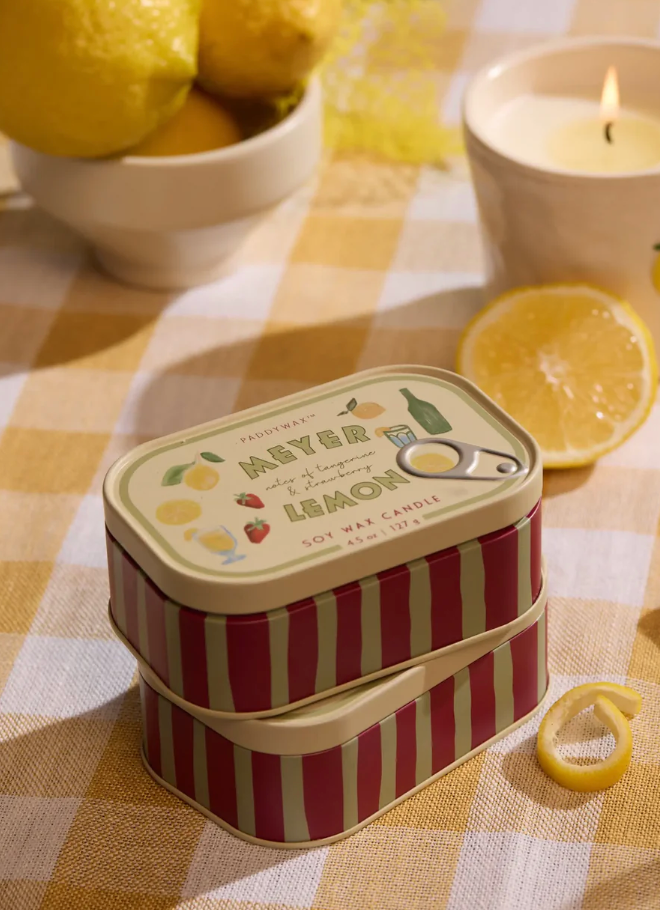 Paddywax Bistro Printed Tin Candle Meyer Lemon