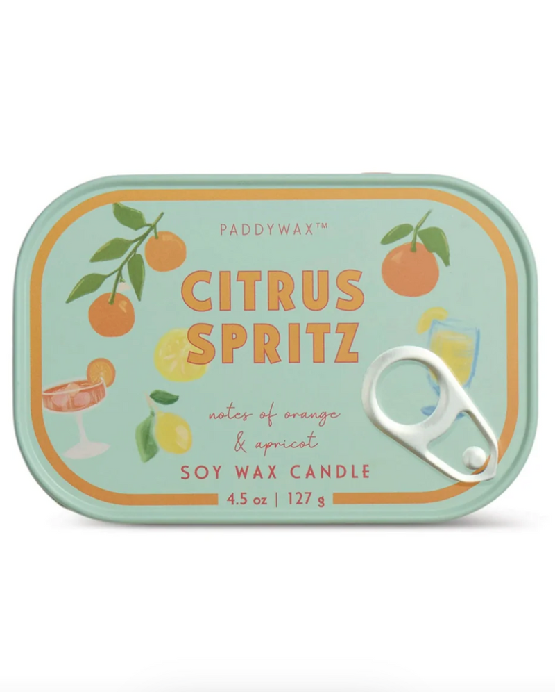 Paddywax Bistro Printed Tin Candle Orange Citrus Spritz