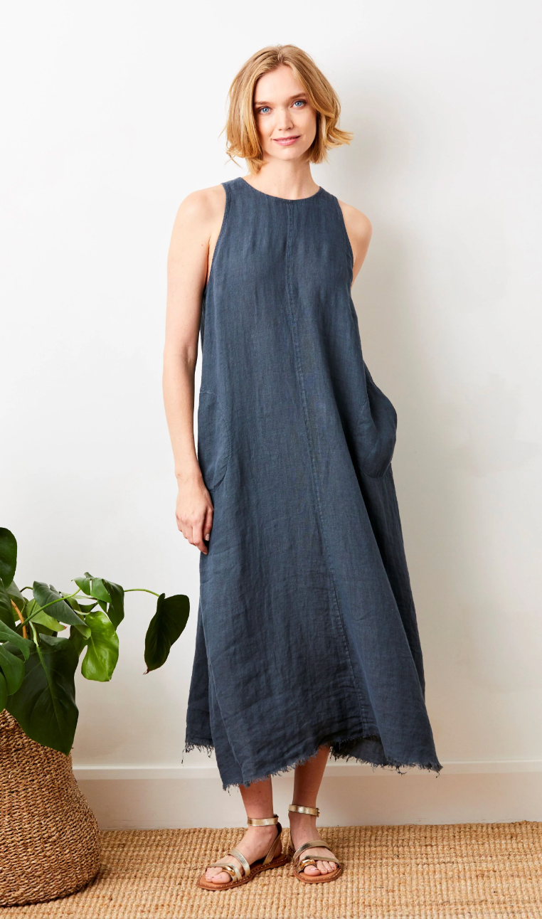 Suzy D Seren Linen Dress Antracite