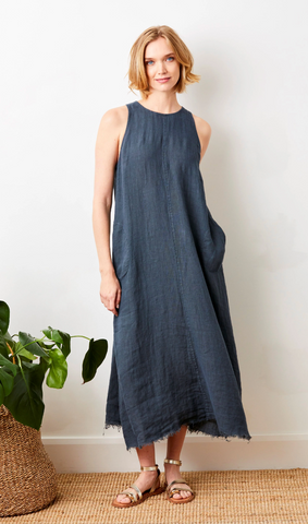 Suzy D Seren Linen Dress Antracite