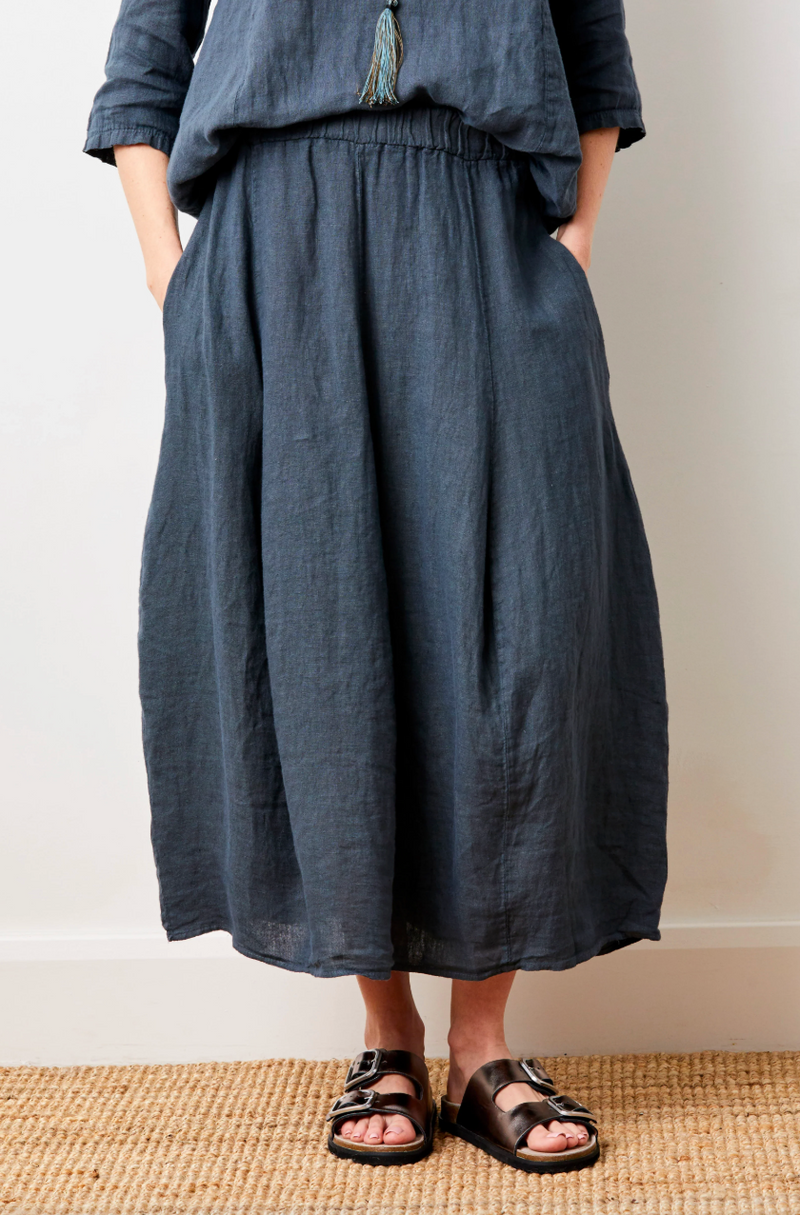 Suzy D Solene Linen Bubble Skirt Antracite
