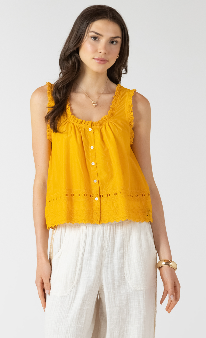 Dex Lace Trim Tank In Sunflower