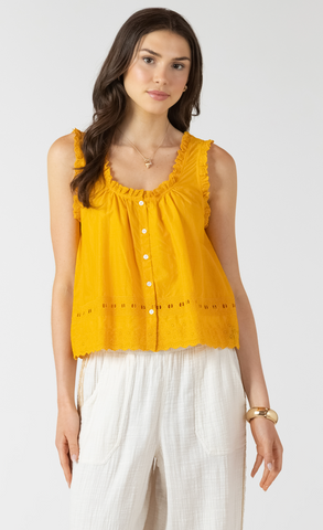 Dex Lace Trim Tank In Sunflower