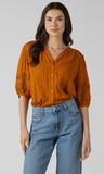 Dex Pin Tuck Blouse In Golden Hour