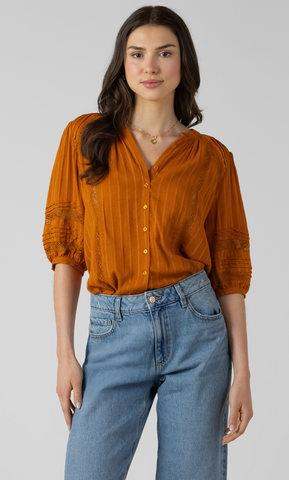 Dex Pin Tuck Blouse In Golden Hour