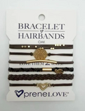Prenelove Bracelet Hair Bands Oak Dark Brown Gold
