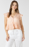 Dex Lace Peplum Blouse Peach Fizz