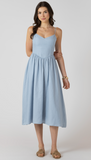 Dex V Waist Dress Light Denim Blue