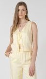 Black Tape Tie Front Blouse Lemon Butter