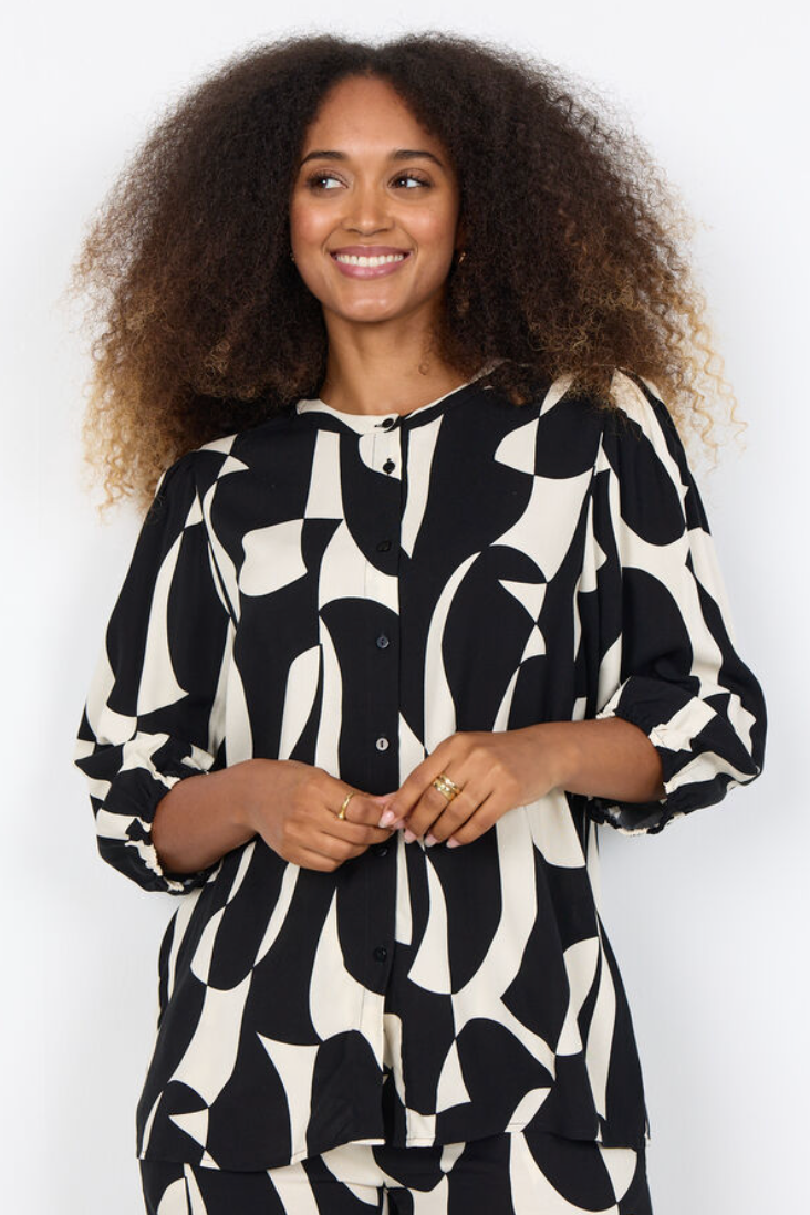 Soyaconcept Chanise Abstract Print Blouse Black