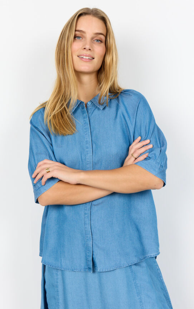 Soyaconcept Liv Button Down Blouse Medium Blue