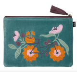 Danica Embroidered Flat Pouch Petal Power