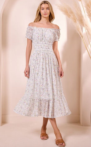 Angeleye Genoa Ditsy Floral Dress White