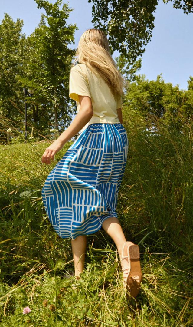Marigold Tiago Skirt Blue Blocks