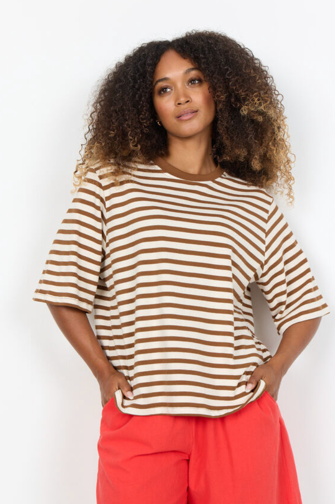Soyaconcept Fidelia Stripe Tee Toffee