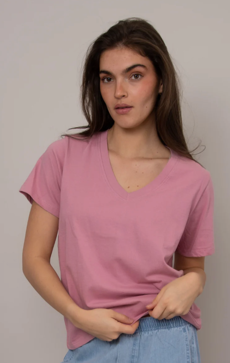 RD Style Milla V Neck Tee Petal Pink